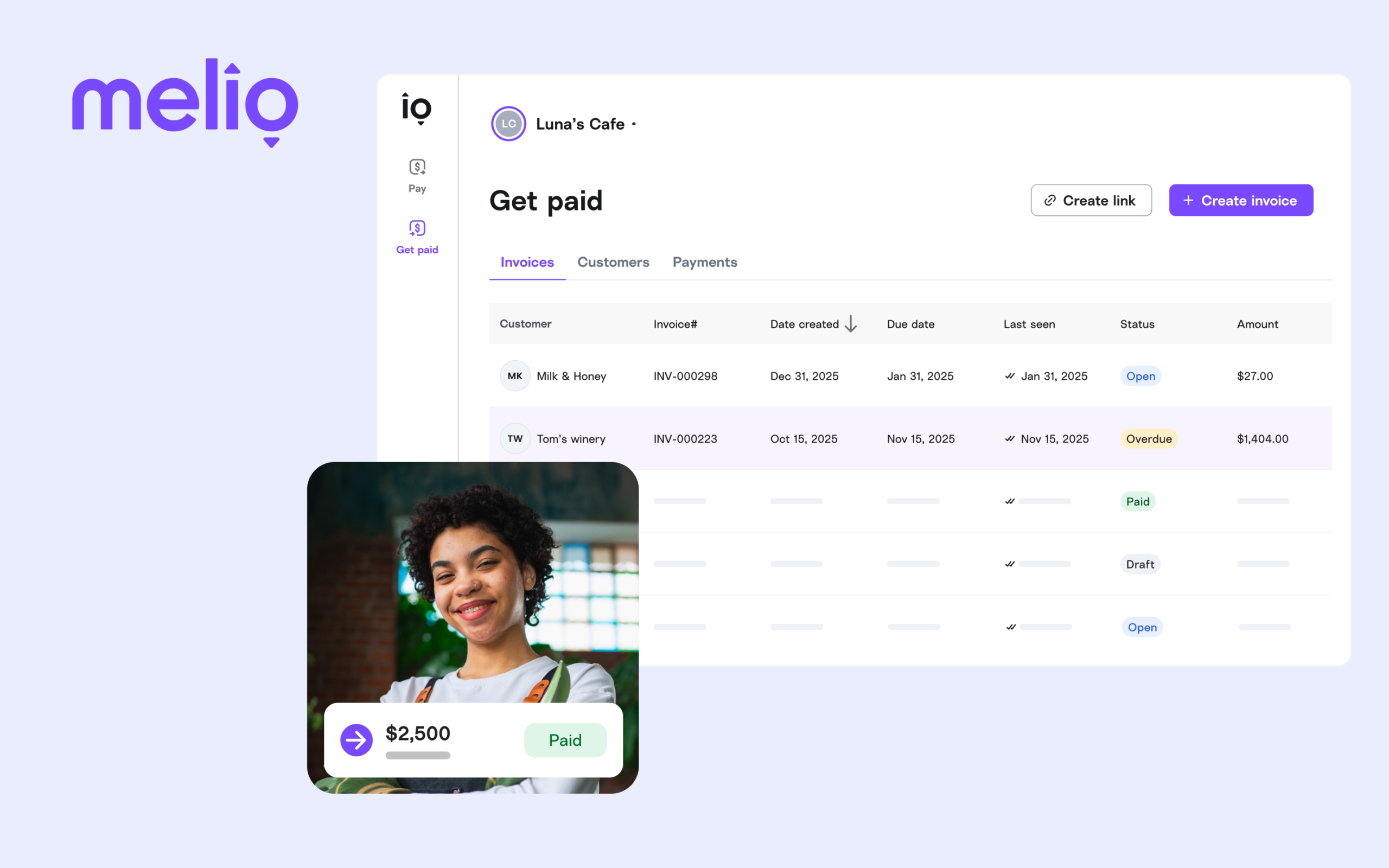 Melio Payments dashboard — bills and payments management portal after Melio login for US businesses